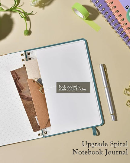Dotted Spiral Journal Notebook, A5 Hardcover Spiral Journals for Women Men, 100 GSM Dot Grid Paper Notebooks, 150 Pages Spiral Bullet Dotted Notebook for Writing Note Taking 5.75" x 8.38", Misty Blue