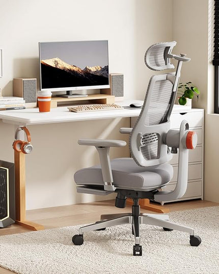 Newtral Ergonomic Office Chair - Home Office Desk Chair with Adaptive Lumbar Support, with Footrest, 4D Armrest, Adjustable Seat Depth & Height