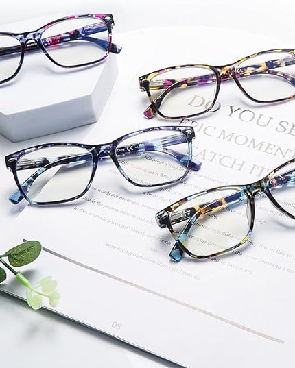CLASAGA Progressive Multifocus Reading Glasses for Women, Pattern Print Blue Light Block Stylish Ladies Computer Readers