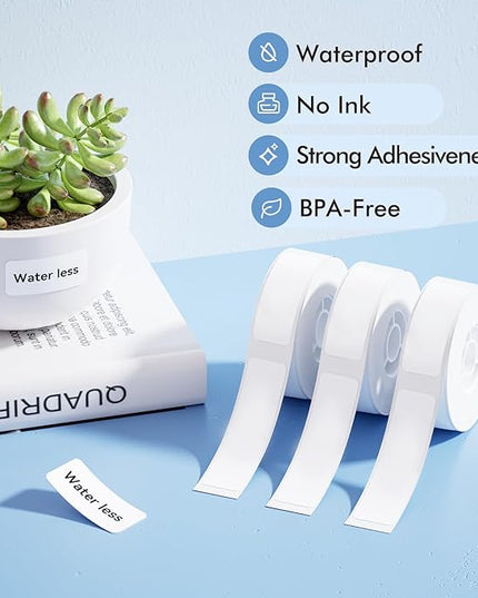 NIIMBOT Label Maker Tape for D110/D11/D101 Label Printer, Multi-Size 3Rolls Pack | 0.47'' x 1.57'' White, 0.55'' x 1.18'' Transparent, 0.49'' x 4.29'' White Cable, for Home Office School Labeling