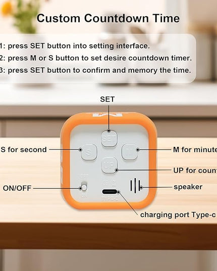 FCXJTU Rotating Cube Pomodoro Visual Timer 5, 25, 10 50 Minutes Preset, Rechargeable Desk Productivity Flip Timer w/Silicone Cover, Custom Countdown, Silent Mode for ADHD, Study, Work, School(Purple)