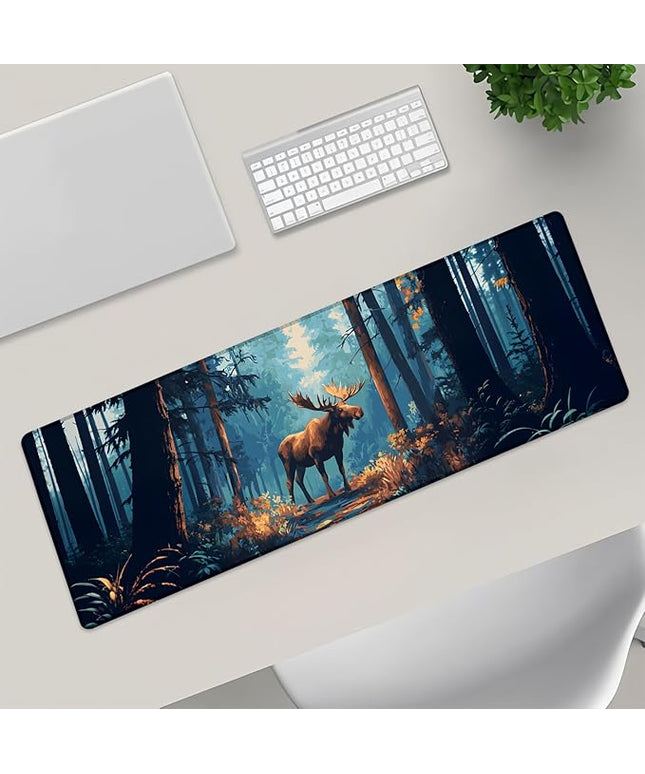 Forest Moose Extra Large Gaming Mouse Pad, Desk Mat, Non-Slip Rubber Base, MousePads for School, Work, Home Accessories Decor Gifts 31.5" x 11.8"