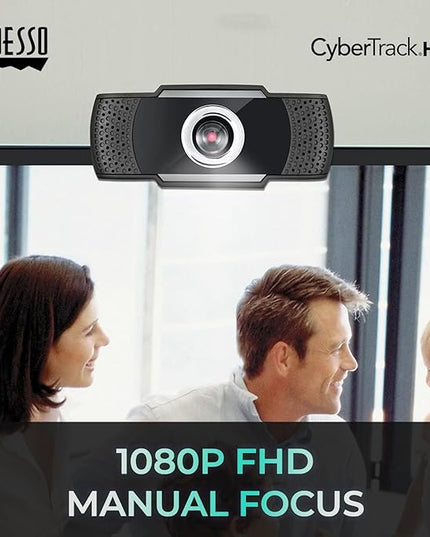 CyberTrack H4 Webcam 1080P HD USB Webcam with Built-in Microphone, Zoom Certified, Black