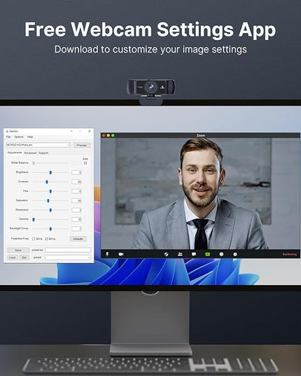 NexiGo 1080P 60FPS Webcam with Software Control and Microphone, AutoFocus, w/Privacy Cover, N680P Pro Computer Web Camera for Skype Zoom Teams, Mac PC Laptop Desktop