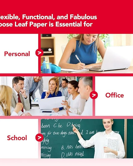 KAISA Filler Paper Loose Leaf Paper, Wide Ruled Paper, 8"x10-1/2", 3-Hole Punched Binder Paper For 3-Ring Binders,150 Sheets/pack 3Pack, F15001W