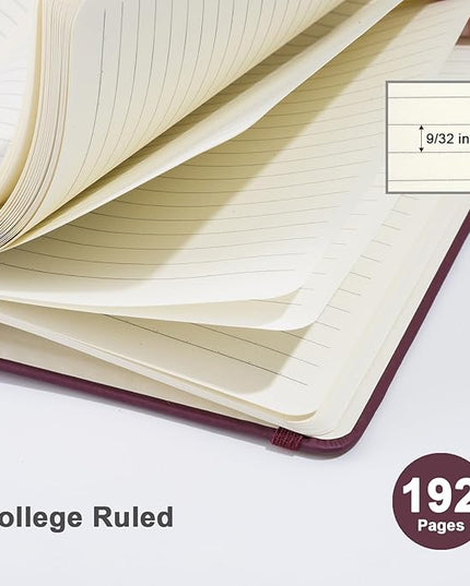 ViVin Lined Journal Notebooks, 3 Pack, (Black, Burgundy, Dark Green), 192 Pages, Medium 5.5 x 8.3 inch, College Ruled, A5 Hardcover Notebooks, Journaling Notebooks for Work, Writing, School