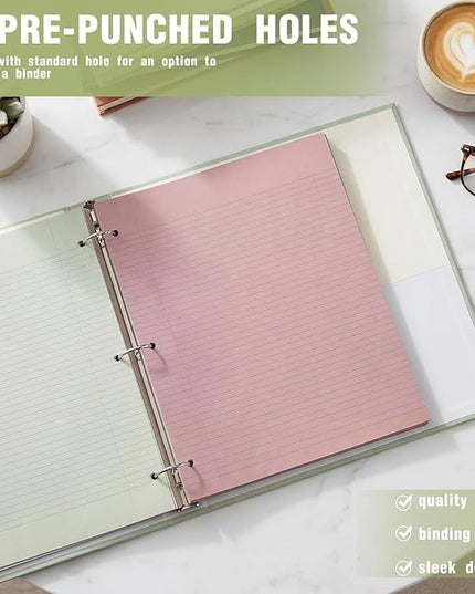 PerKoop 600 Sheets Colored Loose Leaf Paper 8.5" x 11" college ruled Lined 3 Hole Punched notebook Filler Paper for 3 Ring Binders Office School Supplies (Muted Colors)