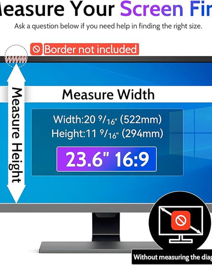 Peslv Privacy Screen for Computer Monitor 23.6 Inch 16:9 Aspect Ratio, Anti Blue Light Glare Removable 23.6 in Privacy Screen Filter Protective Film, HD 23.6 Inch Privacy Screen Protector for Monitor