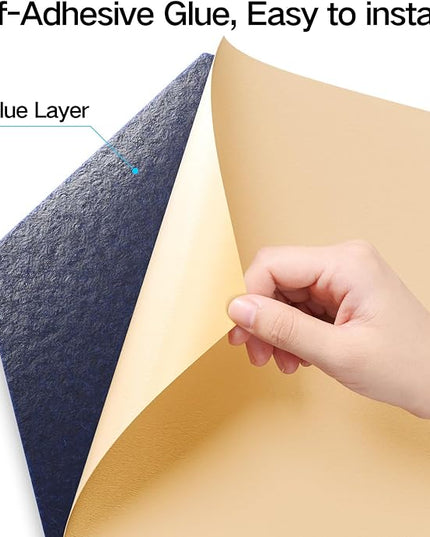 16 Pack Self-Adhesive Acoustic Panels 12" X 10" X 0.4" - Sound Proof Foam Panels for Wall with High Density, Y-Lined Design, Flame Resistant, Absorb Noise and Eliminate Echoes(Dark Blue)
