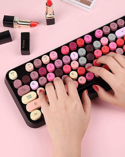 FOPETT Keyboard and Mouse Sets, Wireless, Reliable 2.4 GHz Connectivity for PC,Laptop,Smart TV and More (Black Colorful)