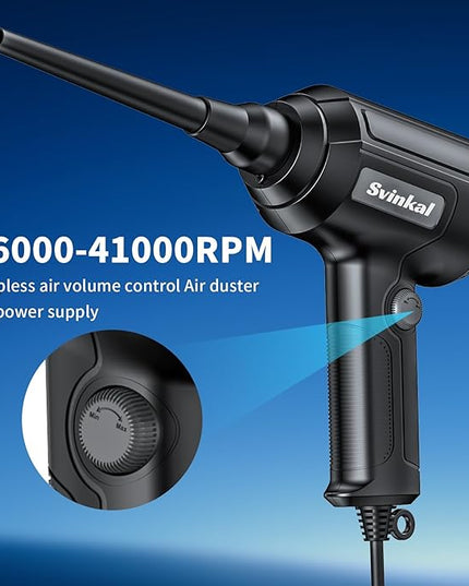 Electric Air Duster, 500W High Power with 40000RPM, Stepless Speed, 6oz Blowing Power, Ideal Canned Air Replacement for Cleaning Keyboards, Electronics, PC, and More