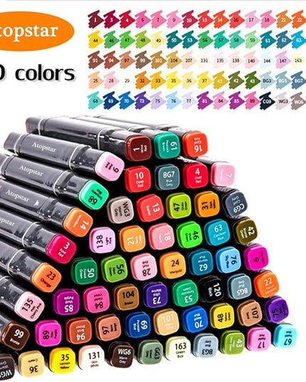 80 Colors Alcohol Markers Artist Drawing Art for Kids Dual Tip Adult Coloring Painting Supplies Perfect Boys Girls Students Adult(80 Black Shell)