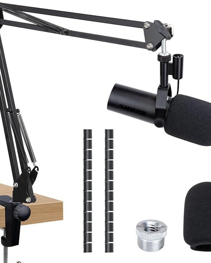 SUNMON Shure SM7dB Boom Arm Mic Stand - Mic Boom Arm with Foam Mic Cover Compatible with Shure SM7dB, Adjustable Microphone Arm with Cable Sleeve By SUNMON