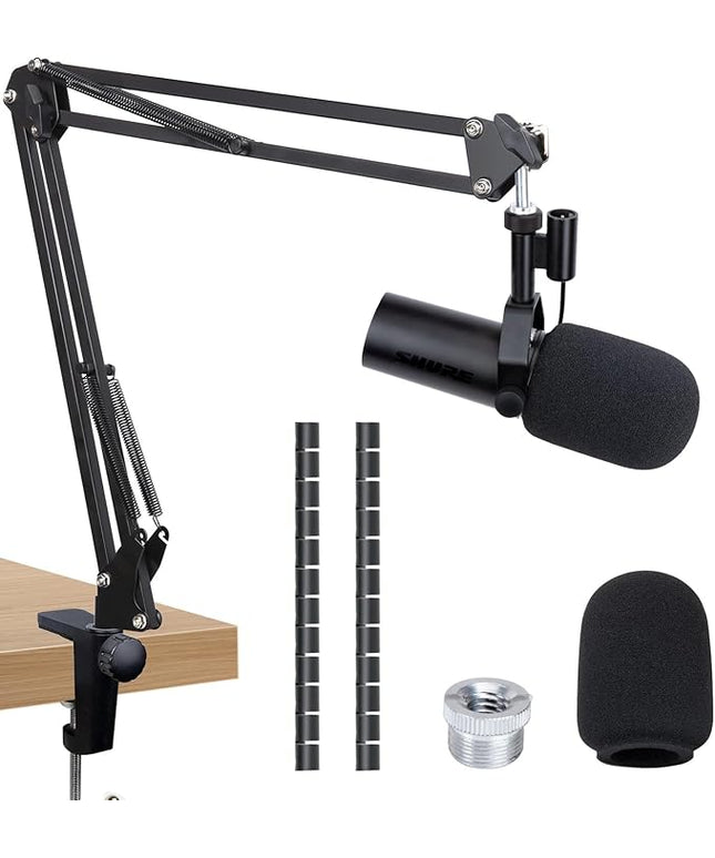 SUNMON Shure SM7dB Boom Arm Mic Stand - Mic Boom Arm with Foam Mic Cover Compatible with Shure SM7dB, Adjustable Microphone Arm with Cable Sleeve By SUNMON