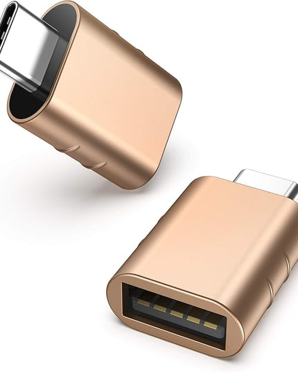 Syntech USB C to USB Adapter [2 Pack] USB C Male to USB3 Female Adapter Compatible with iPhone 17 Pro Max iMac iPad mini/Pro 2021 MacBook Pro Air 2024 and Other Type C Devices, Gold