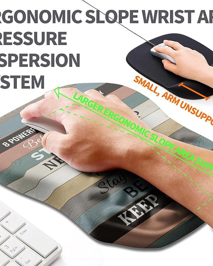 Ergonomic Slope Mouse Pad Wrist Support, Wrist Rest Mousepad for Carpal Tunnel Pain Relief with Massage Bulge and Slow Rebound Memory Foam (12x8 inch, Inspirational Quote)