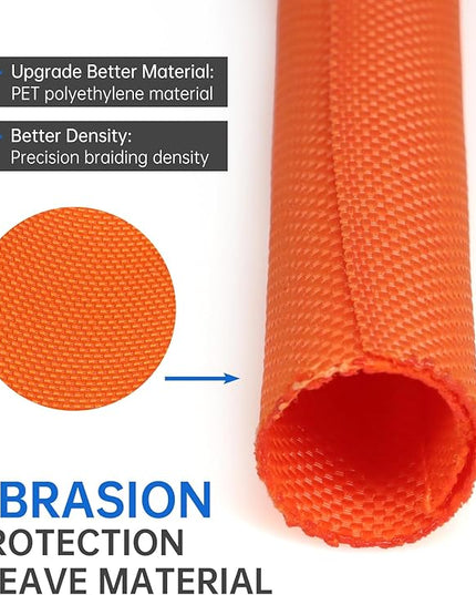 YOUBO Split Braided Cable Sleeve，Flexible Wire Loom Tubing, Automotive Cord Protector Pet Proof, Cable Management for Computer TV Electric Wires Harness 16ft (Orange, 13mm（1/2")
