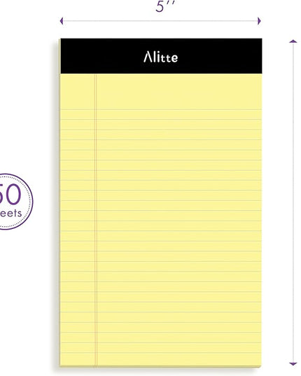 5x8 Small Notebooks – 12 Pack Narrow Ruled, Yellow Perforated Note Pads with 50 Sheets Per Notepad, (No Ink Bleeding) Ideal Legal Pads for Writing, Note Taking, Home, Office, School