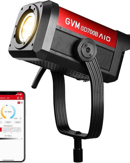 GVM 700W Spotlights LED Video Light,29100lux/1m(Bare Light),Photography Lighting Kit with APP Control, Continuous Lighting with Bowen Mount,CRI 97+, COB Lamp Beads,2700K-6800K