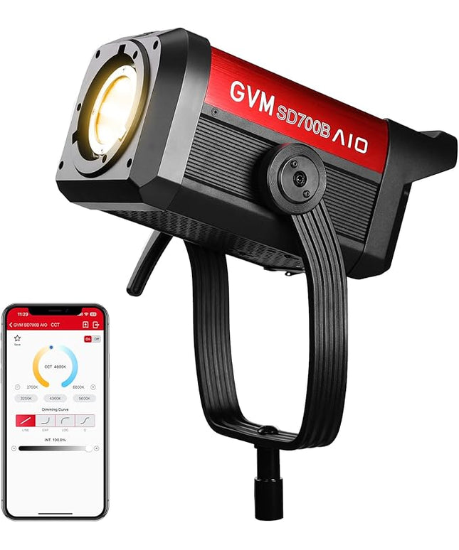 GVM 700W Spotlights LED Video Light,29100lux/1m(Bare Light),Photography Lighting Kit with APP Control, Continuous Lighting with Bowen Mount,CRI 97+, COB Lamp Beads,2700K-6800K
