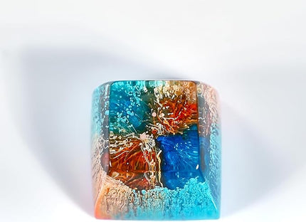 Blue and Orange Sea Coral Reef Ocean Artisan Keycap R1 SA Profile Custom Keycaps 1U ESC Handmade Gaming Resin Key Cap Cherry MX Switch Compatible Mechanical Keyboard Lover Gift
