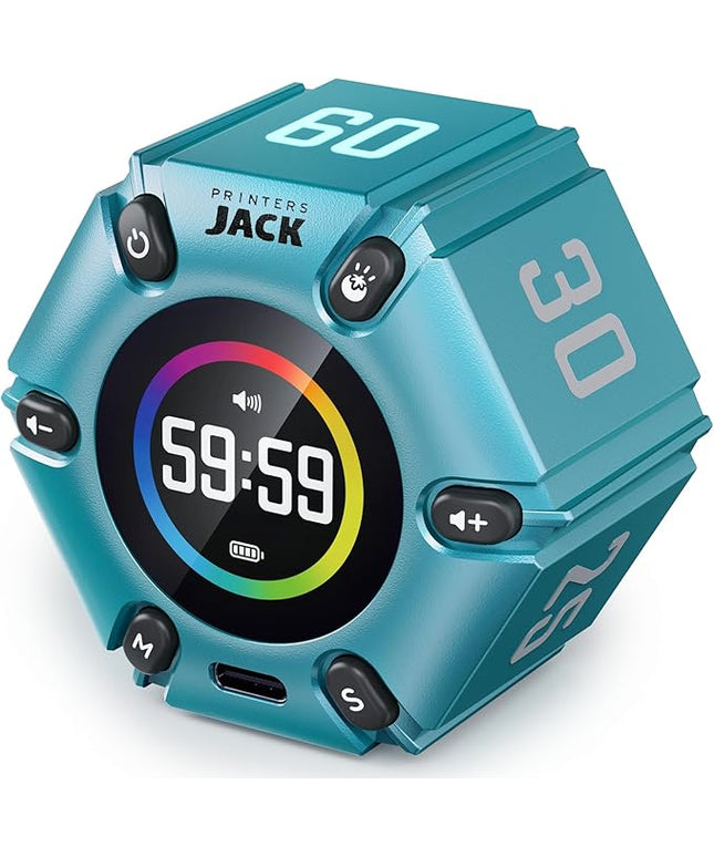 Pomodoro Timer, Magnetic Visual Timer with Flip Countdown, Silent & Alarm, Tools for Anyone, Cube Digital Timer for for Work, Kitchen Cooking, Study, 3/5/10/25/30/60min & Custom Countdown - Turquoise