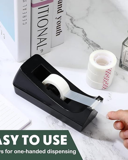 Yahenda 10 Pack Desktop Tape Dispenser Non Skid Base with 0.7 x 985 Inches Invisible Tape Refills Bulk Weighted Roll Dispenser for Office Home School