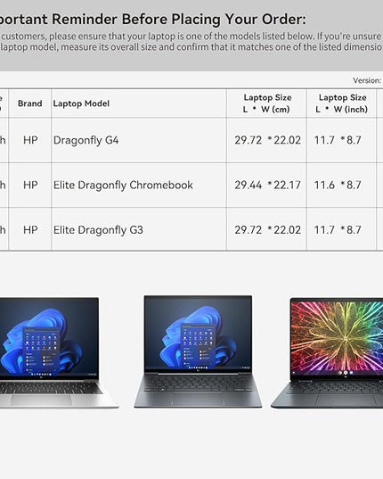 Smatree 13.5 inch Laptop Sleeve for HP Dragonfly G4 Notebook PC, for HP Elite Dragonfly 13.5 Chromebook/EliteDragonfly G3 Notebook PC, Case with Pocket, YKK Zipper, Patented Shockproof Design (E411)