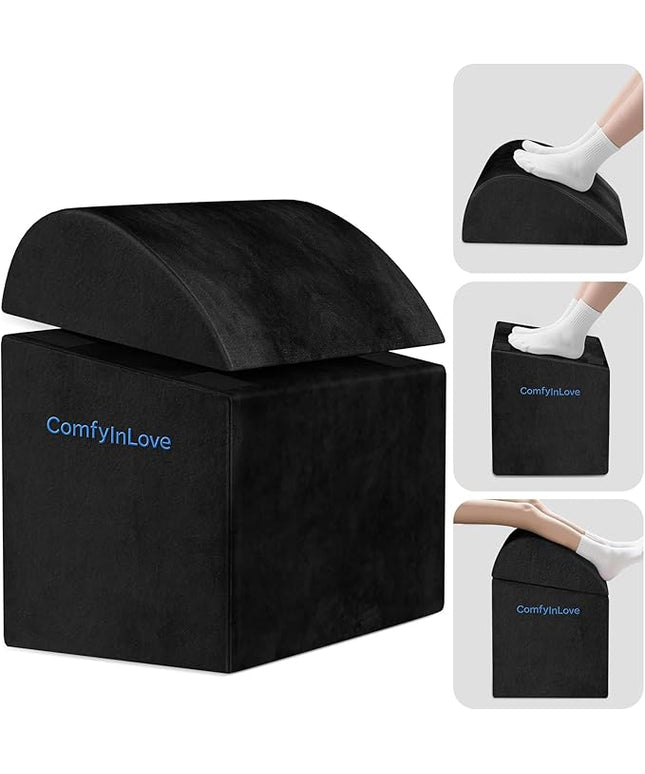Foot Rest for Under Desk at Work - Non-Slip Foot Stool with 3 Adjustable Heights, Ergonomic Under Desk Footrest with Washable Cover for Desk, Home, Office, Car (Black)