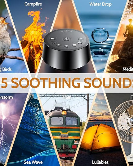 Color Noise Sound Machines with 25 Soothing Sounds Sleep White Noise Machine 32 Volume Levels 5 Timers and 4 Sound Categories and Memory Function for Home Office and Travel