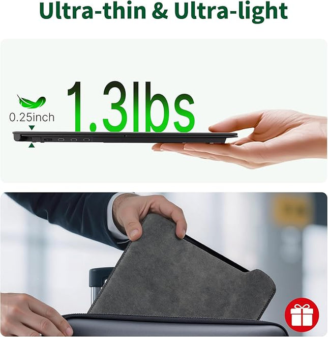 Helpnight 14" Laptop Screen Extender - Ultra Light 1.31lbs FHD 1080P IPS Portable Monitor for Laptops, Attachment Plug & Play Travel Dual Extra Display for 13"-17" Windows/Mac