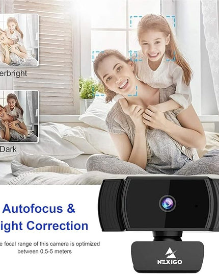 NexiGo N930AF Webcam with Microphone for Desktop, Autofocus, Webcam for Laptop, Computer Camera, 1080p HD USB Web Camera, Compatible with Zoom/Switch 2/Teams/Webex