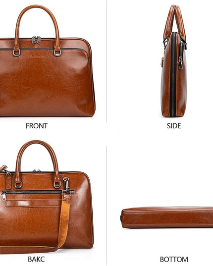 Blofinche Laptop Messenger shoulder bag: Genuine Leather work Briefcase 13.3 15.6 inch designer handbag