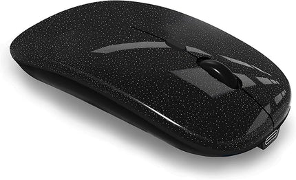 Wireless Bluetooth Mouse Rechargeable Laptop Mice Silent Slim Use(Bluetooth5.2 and Portable 2.4GHz USB Receiver)Dual Mode Computer Mouse for Laptop/iPad/Tablet/Apple/Computer/Mac(Bright Black)