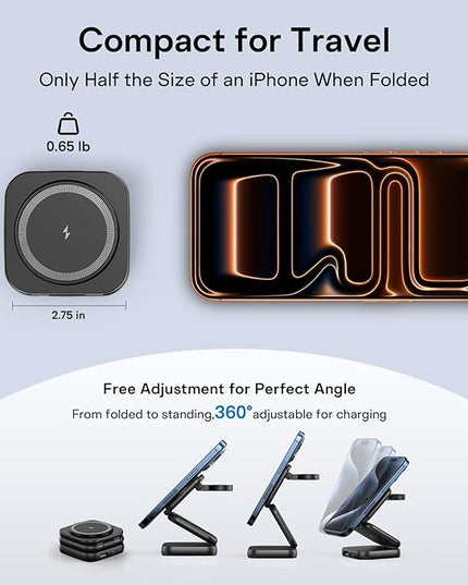 5-in-1 Wireless Charger for MagSafe, AC ISLAND Portable Travel Charging Station, 35W Max Fast Foldable Magnetic Stand, Evolved for iPhone 17-12 & Air Series, Apple Watch, AirPods (with 35W Adapter)