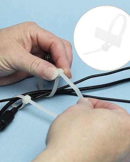 MECCANIXITY 200pcs Marker Cable Zip Ties, 4 Inch Self-Locking Labels Zip Tie Wraps, Wire Tags Ties Straps for Indoor and Outdoor, 1/8",White