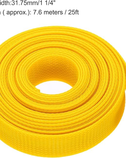 uxcell Expandable Sleeving, 1 1/4-inch 25ft Cable Sleeve, Yellow