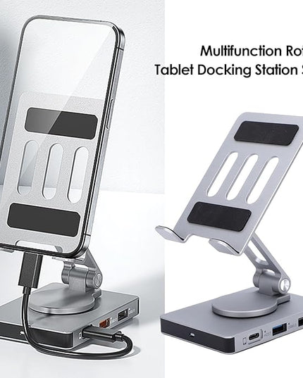 Zopsc Tablet Docking Station, 8 in 1 Type C Hub with 100W PD Fast Charge, 4K 60Hz Output, Memory Card Reader, Gigabit Ethernet, for Cellphone Tablet Laptop