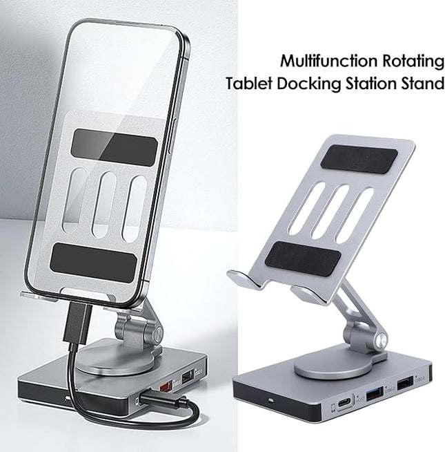 Zopsc Tablet Docking Station, 8 in 1 Type C Hub with 100W PD Fast Charge, 4K 60Hz Output, Memory Card Reader, Gigabit Ethernet, for Cellphone Tablet Laptop