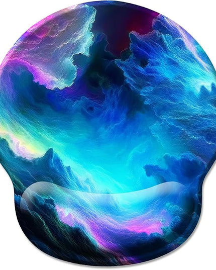 Galaxy Mouse Pad with Wrist Rest, Ergonomic Gel Mousepad Wrist Support, Computer Gaming Cute Mouse Pad with Pain Relief Non-Slip PU Base for Desk Accessories Home Office Decor Supplies