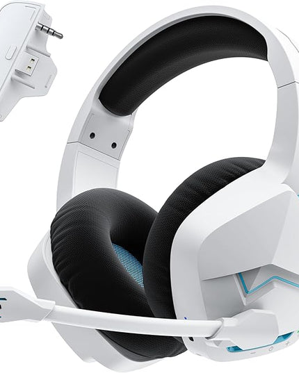 BINNUNE Wireless Gaming Headset for Xbox Series X/S, Xbox One, PS5, 120H Ultra-Long Battery, Bluetooth 5.3 Gaming Headphones with Noise-Canceling Mic, Comfortable Over-Ear Headphones,White