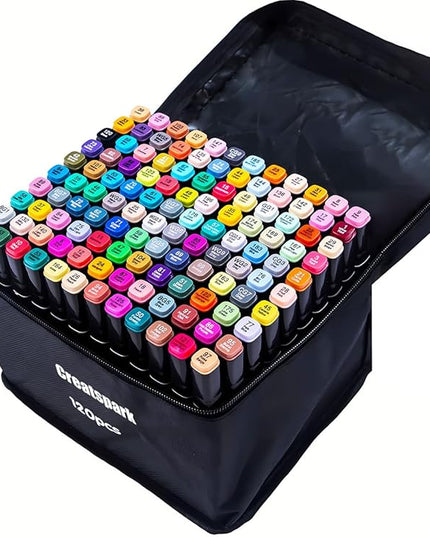 Alcohol Markers 120 Colors with Base Dual Tip Art Drawing Markers for Anime Sketch Illustrations - Refillable