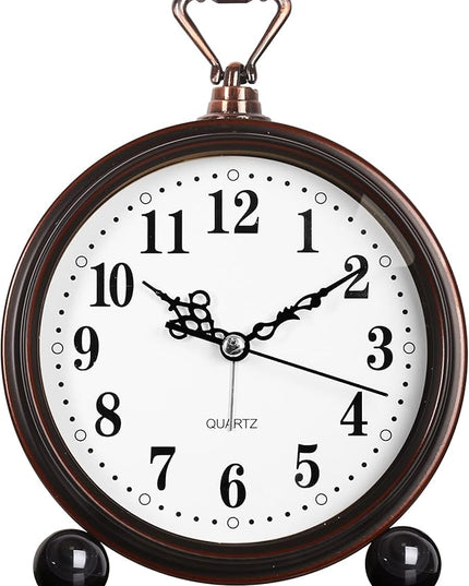 RODH Battery Alarm Clock,Night Light,Vintage Hangable Super Silent Non Ticking Analog Table Clock for Bedroom Bedside, Desk,Shelf