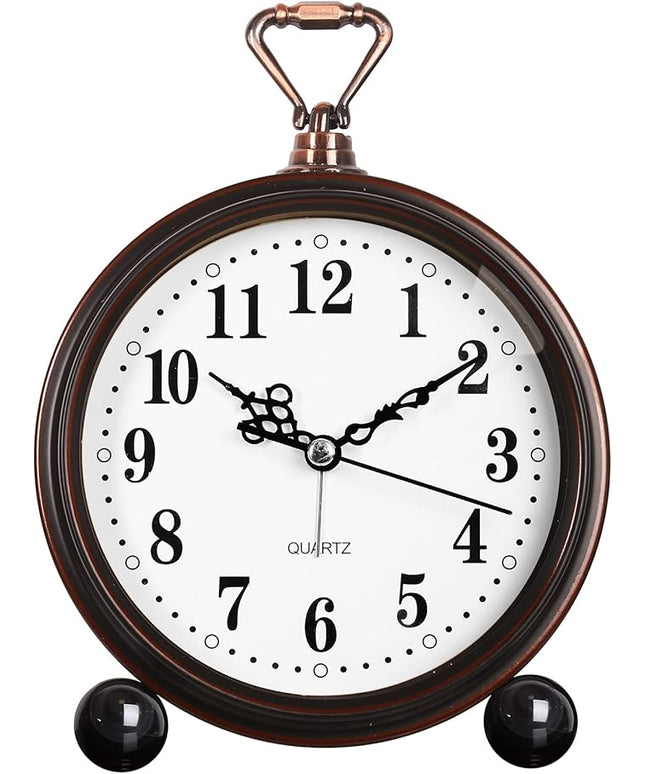 RODH Battery Alarm Clock,Night Light,Vintage Hangable Super Silent Non Ticking Analog Table Clock for Bedroom Bedside, Desk,Shelf