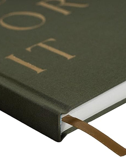Sweet Water Decor Cute Motivational Lined Composition Notebook for Women, 100 Ruled Pages for Writing, Diary with Fabric Inspirational Olive Cover (Go For It)