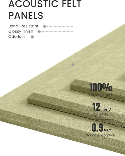 Fluxynara Large Felt Bulletin Board 48" x 36" Cork Board Alternative-12 Pack with 70 Safe Removable Adhesive Tabs, Cork Boards for Walls Cork Board for Home Office Classroom Pin Board (Olive Green)