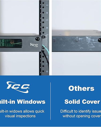 ICC 1U Fiber Optic Rack Mount Enclosure - 3 Slots for LGX Compatible Adapter Panels or Cassettes, Supports up to 72 Fibers, Fits 19-Inch Racks, Secure Fiber Management Solution, ICFORE31RM