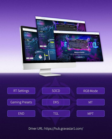 GravaStar Mercury V75 Gaming Keyboard – Hall‑Effect Magnetic‑Switch Keyboard, 79‑Key, 8000 Hz Polling, 0.005RT, Wired USB-C, RGB Backlit, Adjustable Actuation, Semi‑Aluminum Chassis (Lavender Purple)