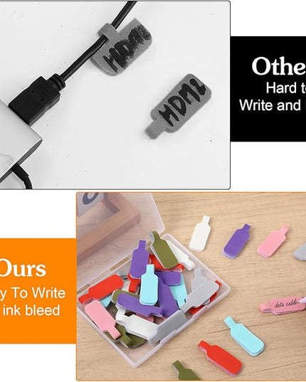 35 PCS Cable Cord Labels Large Size, Cord Labels Reusable Cable Label Tags Writable Wire Tags Label Multicolored Handwriting Cables Tag for Organizing Wires and Identification Electronics Computers