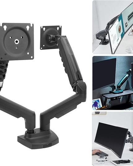 Double Screen Stand, Telescopic Rotating Adjustable 19.8lbs Per Arm Dual Monitor Desk Mount with Vertical Flip 360 Rotation, for 17 to 27 Inch Screen